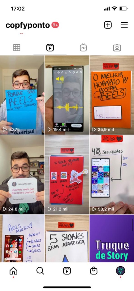 feed de reels da copfy