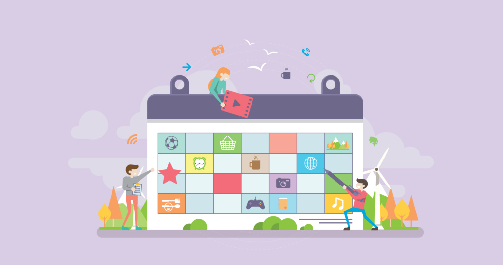calendário com conteúdo, calendário, conteúdo, produção de conteúdo, organizar.
