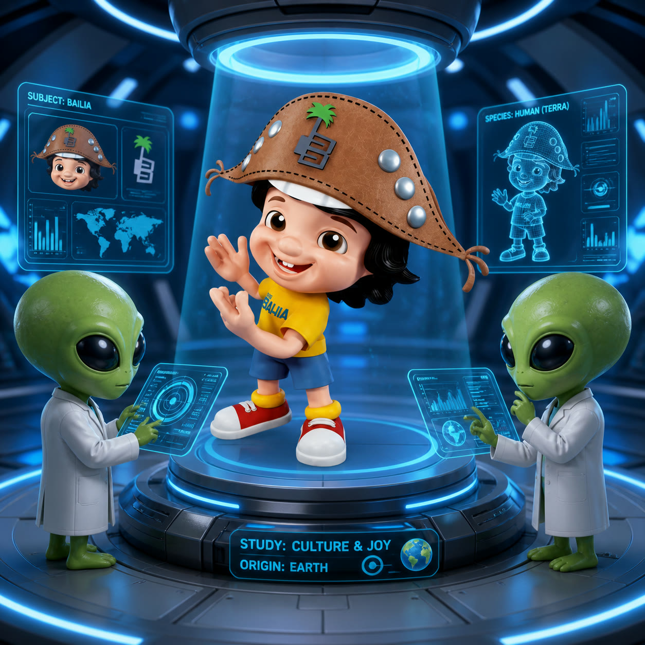 Exemplo visual do comando /alienresearch: Mostre o tema sendo estudado por uma civilização extraterrestre.