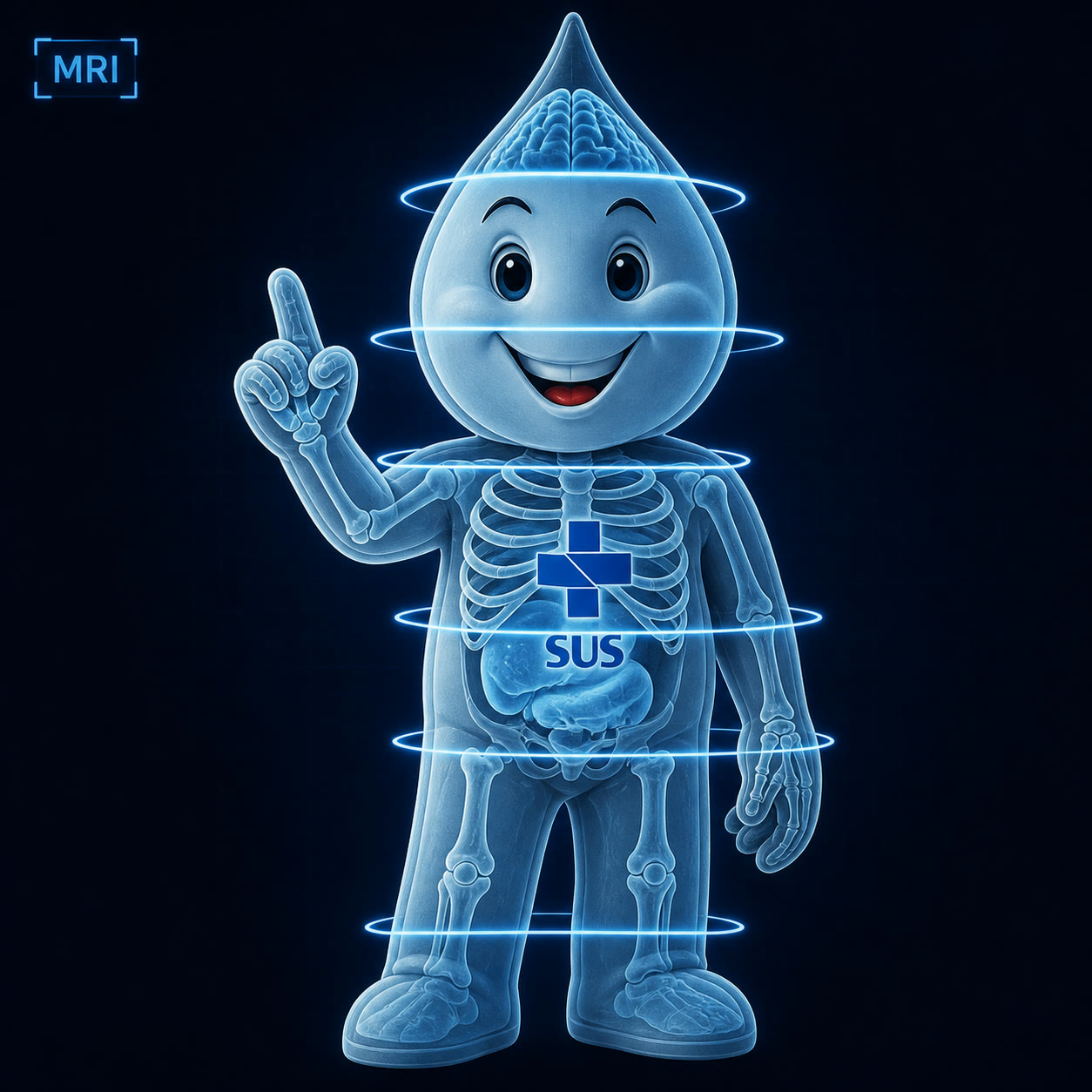 Exemplo visual do comando /mri: Represente o tema em fatias luminosas de ressonância ou tomografia.
