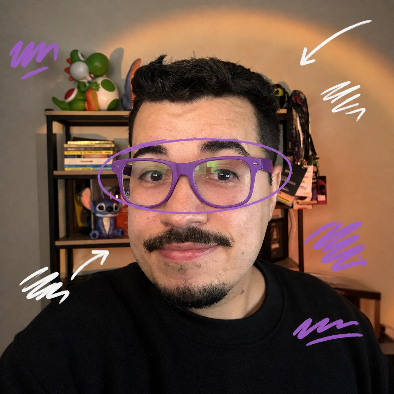 Exemplo visual do comando /annotated: Mantém a foto e desenha círculos, setas e notas manuscritas sobre ela.