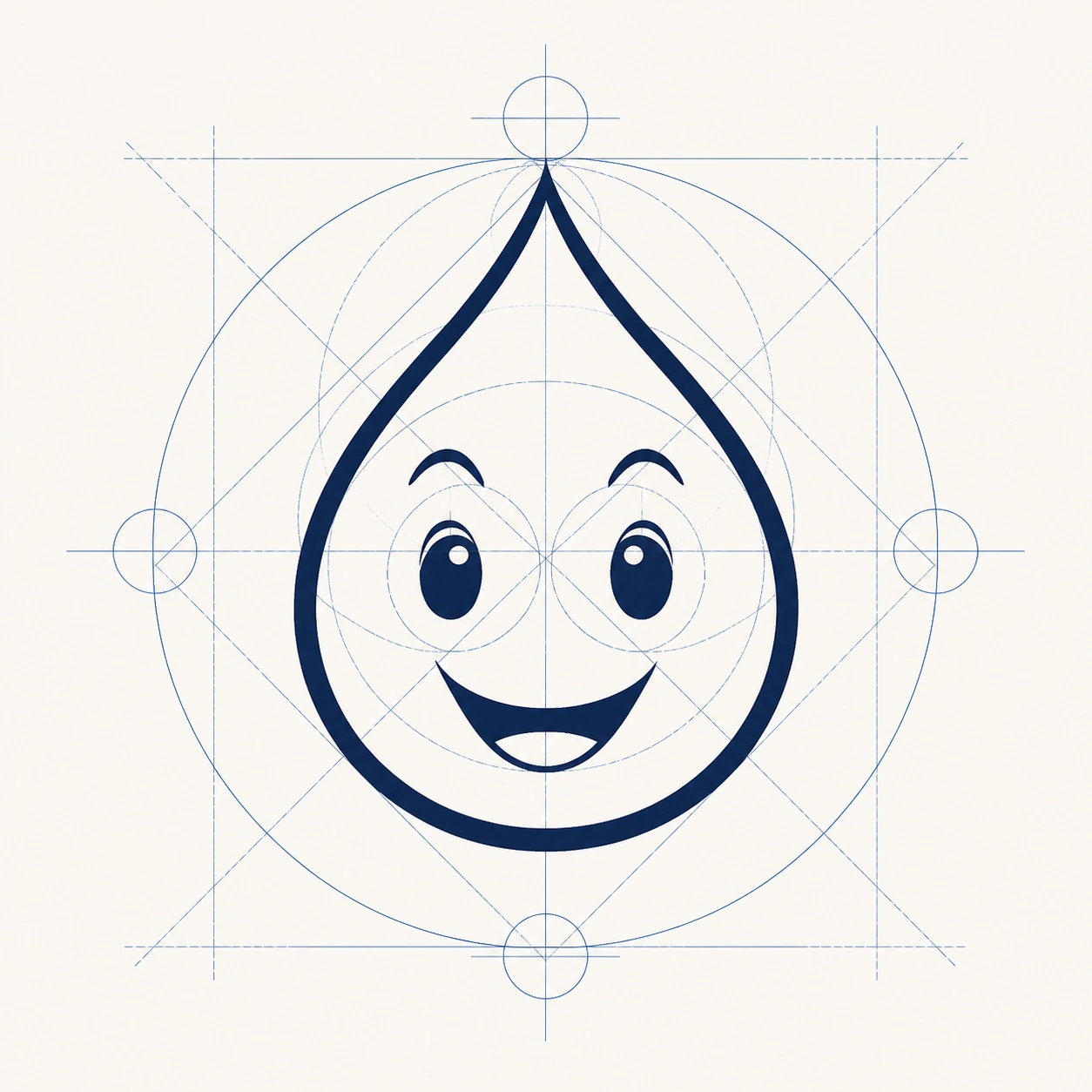 Exemplo visual do comando /logogrid: Apresenta marca ou símbolo sobre guias geométricas, círculos e proporções.