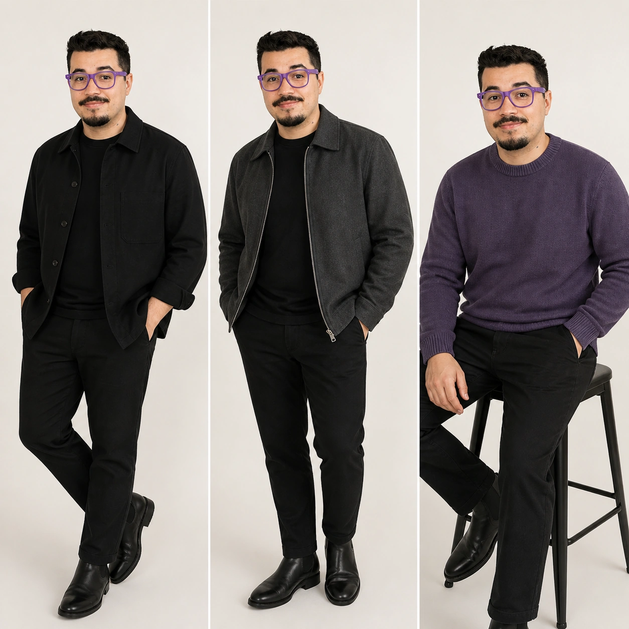 Exemplo visual do comando /lookbook: Apresenta um lookbook de moda com styling consistente e composição limpa.
