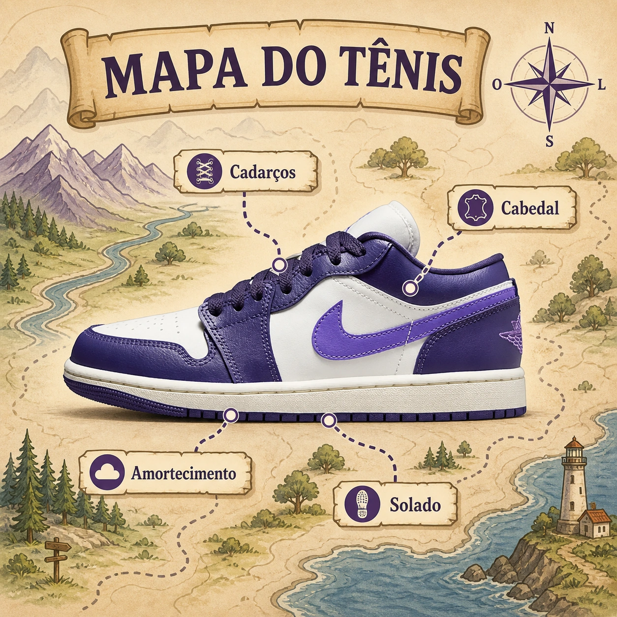 Exemplo visual do comando /map: Converta o assunto em um mapa ilustrado e explorável.