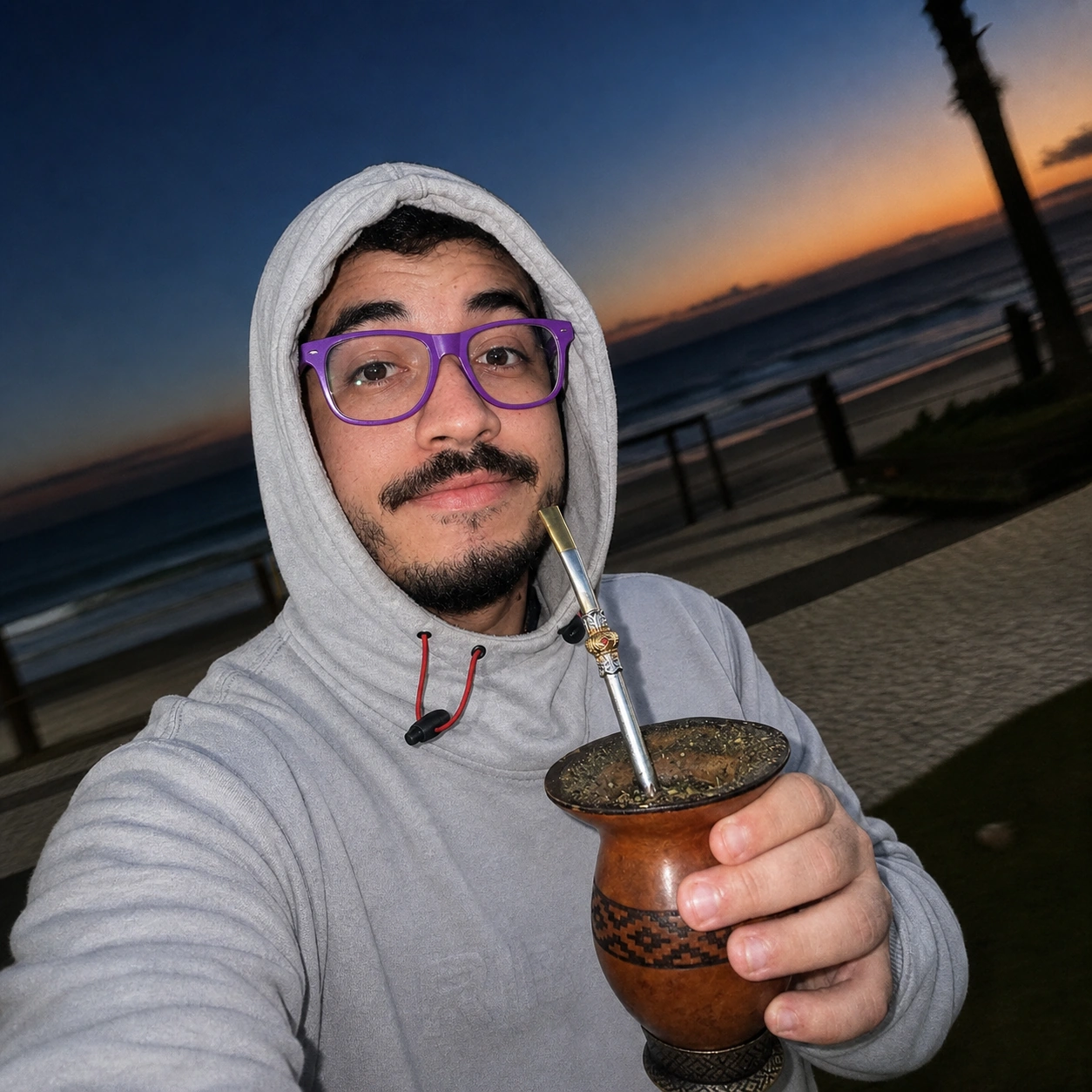 Exemplo visual do comando /paparazzi: Aplica energia de fotografia espontânea de celebridade, com flash intenso e sem pose polida.