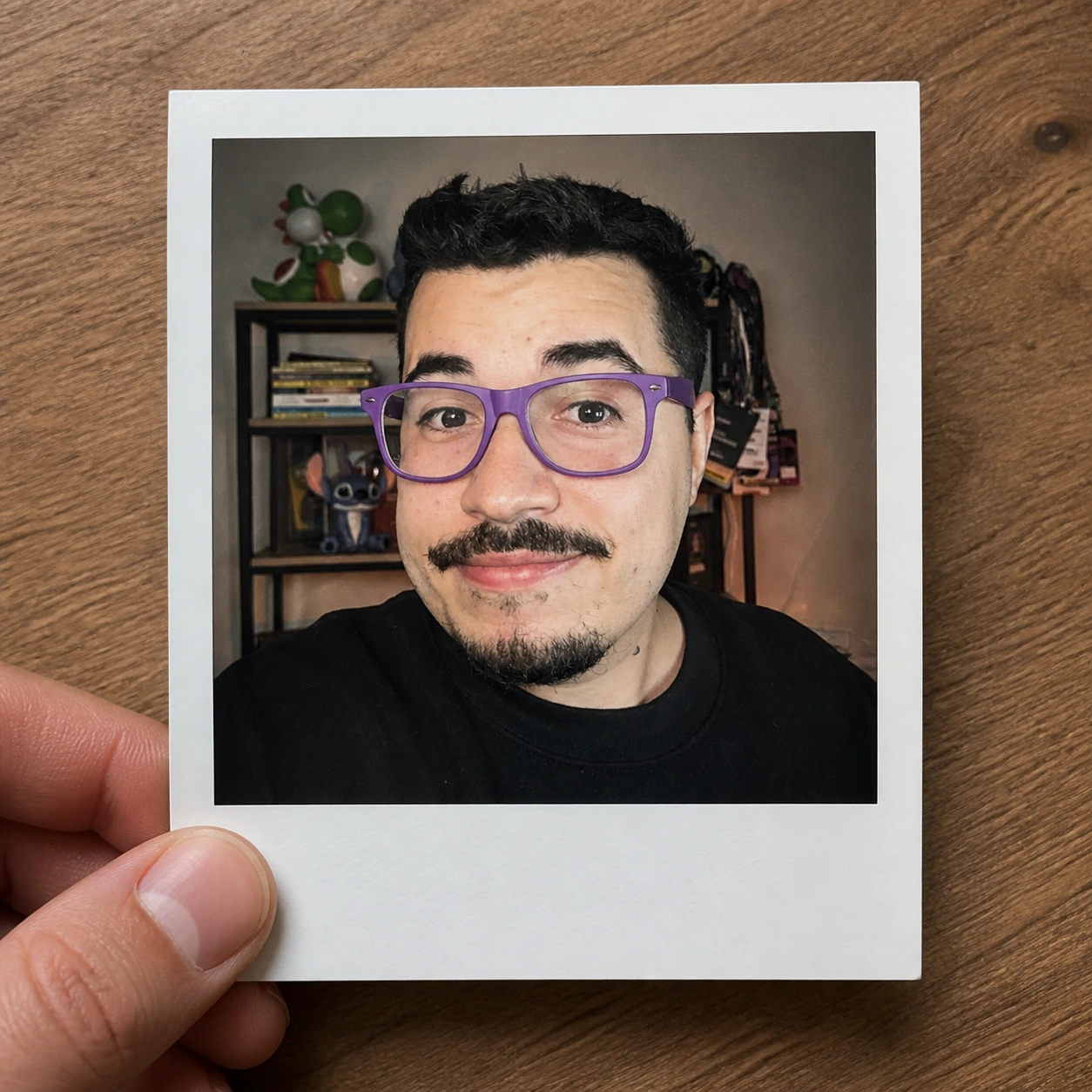 Exemplo visual do comando /polaroid: Aplica estética de filme instantâneo com contraste suave, grão e enquadramento casual.