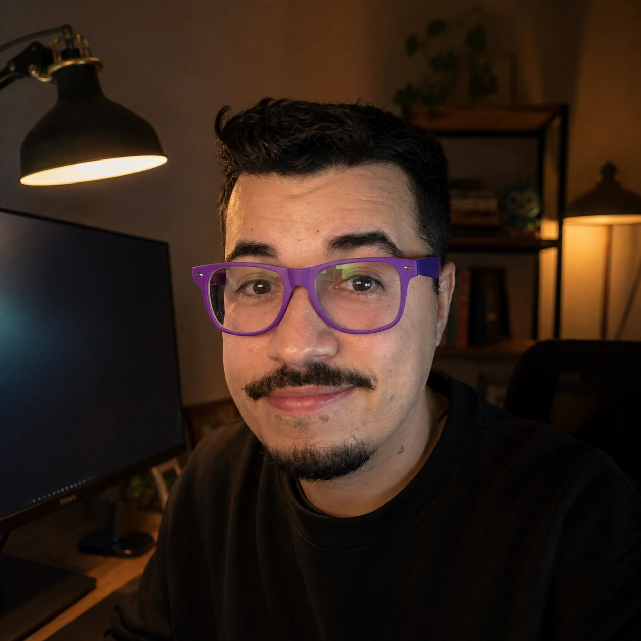 Exemplo visual do comando /practicallight: Usa luminárias, telas e acessórios visíveis como fontes de luz críveis.