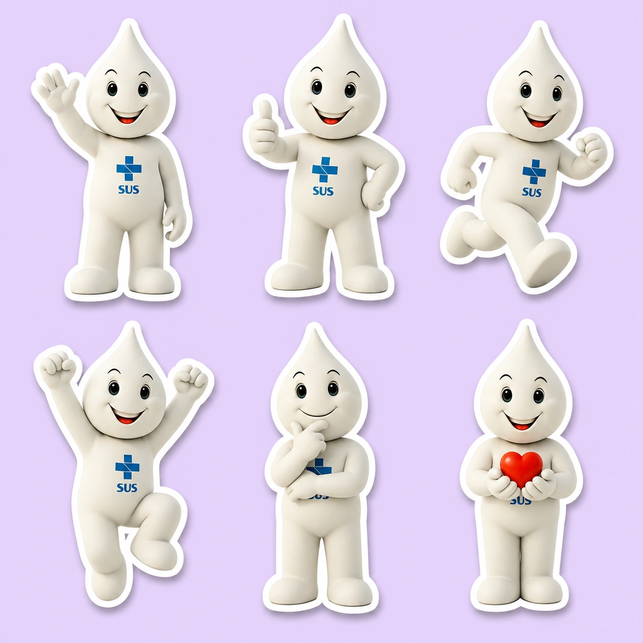 Exemplo visual do comando /stickersheet: Monta variações do tema como adesivos com contorno branco em uma folha.