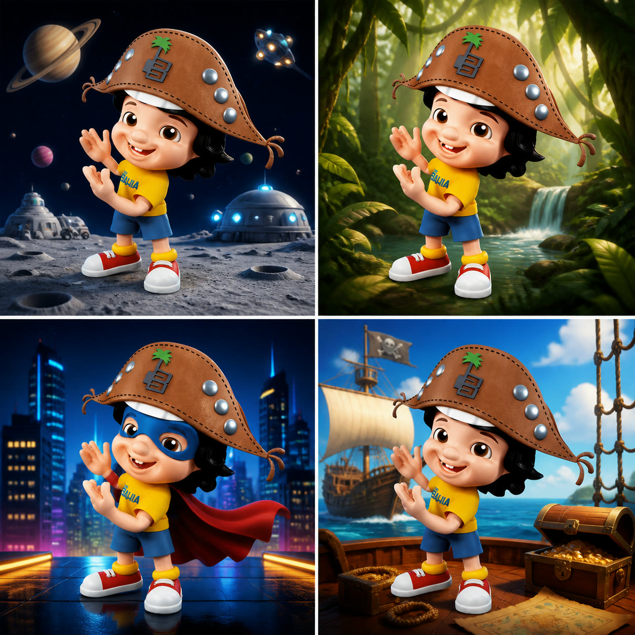 Exemplo visual do comando /parallelversions: Mostre lado a lado versões do tema vindas de universos paralelos.