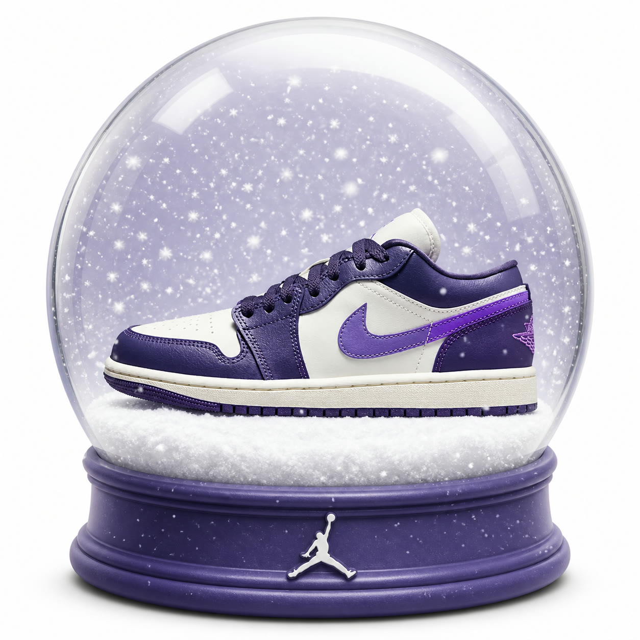 Exemplo visual do comando /snowglobe: Coloque toda a cena dentro de um globo de neve transparente.