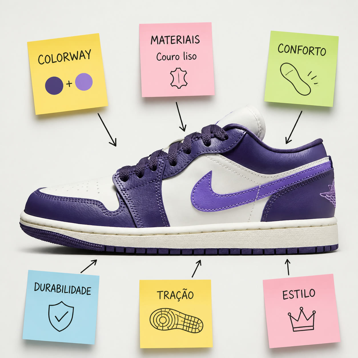 Exemplo visual do comando /stickey-notes: Cubra um painel de análise com notas adesivas conectadas ao tema e às descobertas.